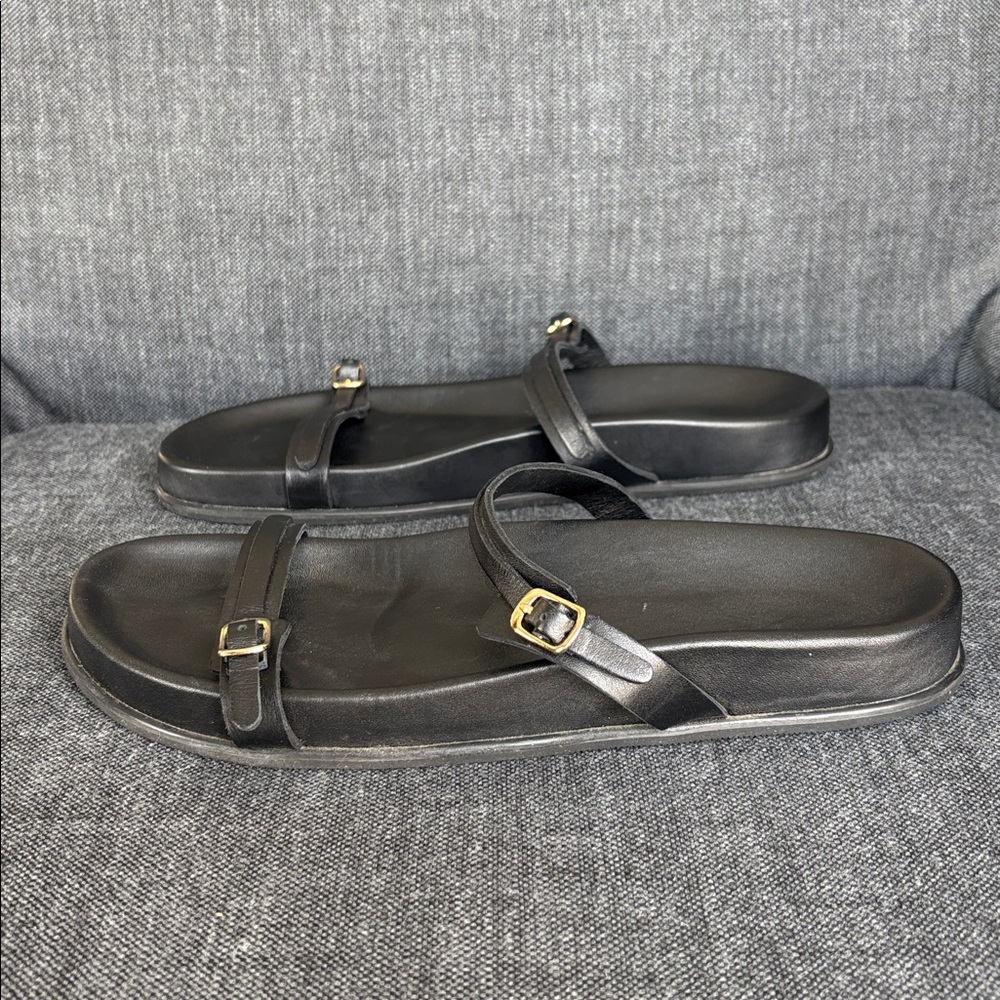 Black Strappy Sandals with Buckles - Picture 3 of 8